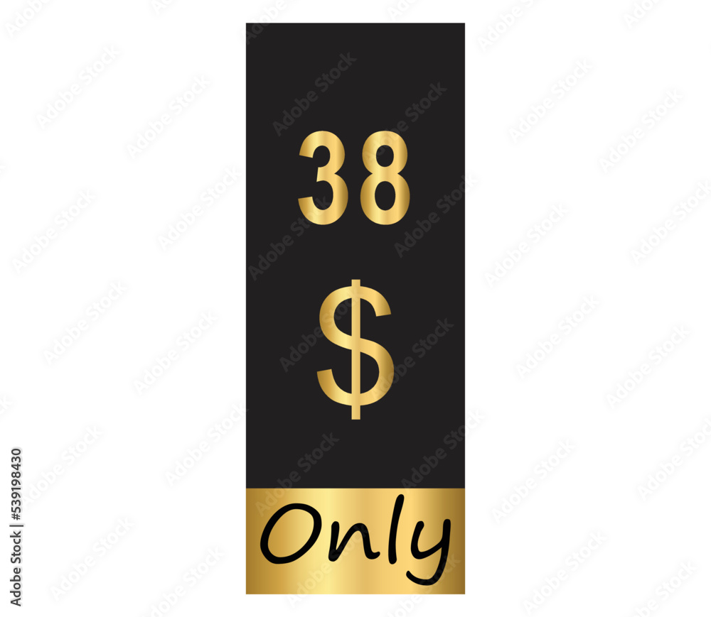 $ Dollar Only Coupon sign or Label or discount voucher Money Saving label, stamp Vector Illustration with fantastic gold font on black background $ Dollar Only Coupon sign or Label or discount voucher Money Saving label, stamp Vector Illustration with fantastic gold font on black background