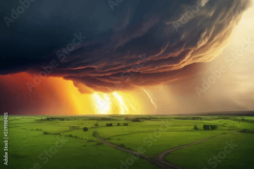 a dramatic and powerful tornado and supercell thunder.