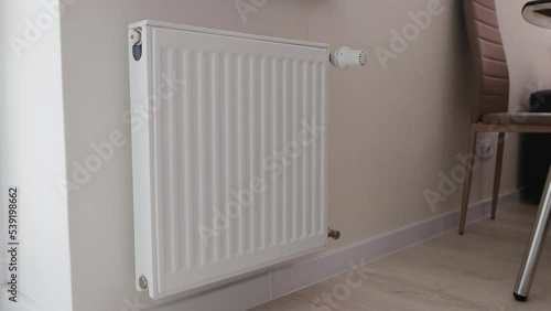 Wallpaper Mural Modern radiators in the house with a heat and cold regulator. Heating season. Comfortable temperature in the room. Industry Torontodigital.ca