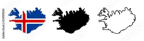 Iceland map icon. Iceland country map sign. Nation Iceland map silhouette icon. Stock vector
