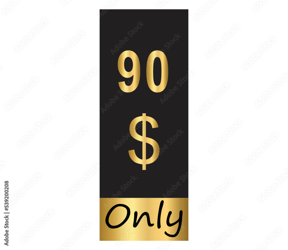 $ Dollar Only Coupon sign or Label or discount voucher Money Saving label, stamp Vector Illustration with fantastic gold font on black background $ Dollar Only Coupon sign or Label or discount voucher Money Saving label, stamp Vector Illustration with fantastic gold font on black background