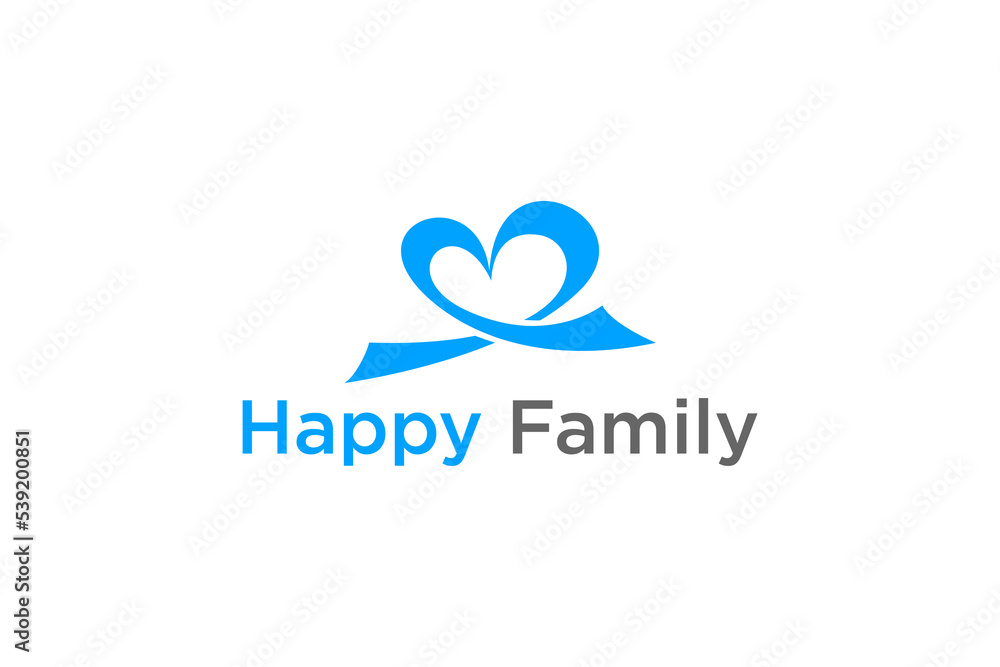 Love shape logo design banner tape ribbon icon symbol family care illustration