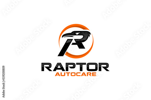 A R initial logo eagle head icon symbol auto car care emblem modern illustration