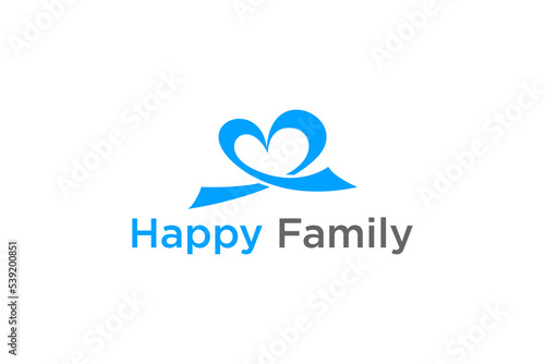 Love shape logo design banner tape ribbon icon symbol family care illustration