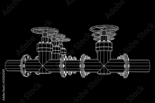 Oil pipeline with valve business concept