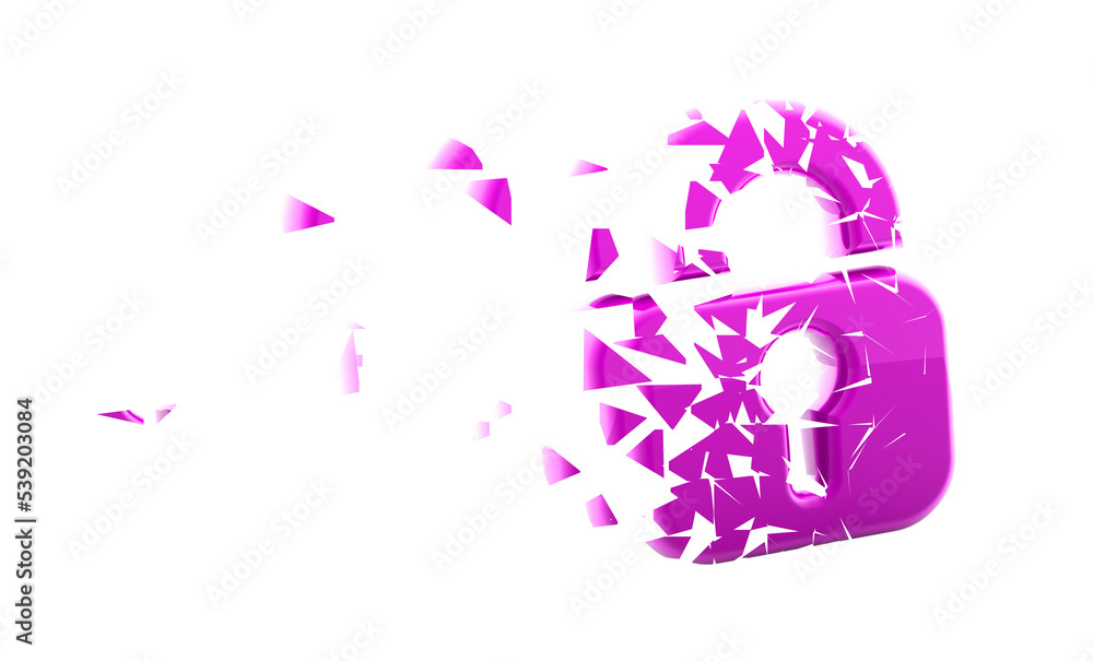Broken lock icon isolated in white background. 3D Illustration. Broken lock icon isolated in white background. 3D Illustration.