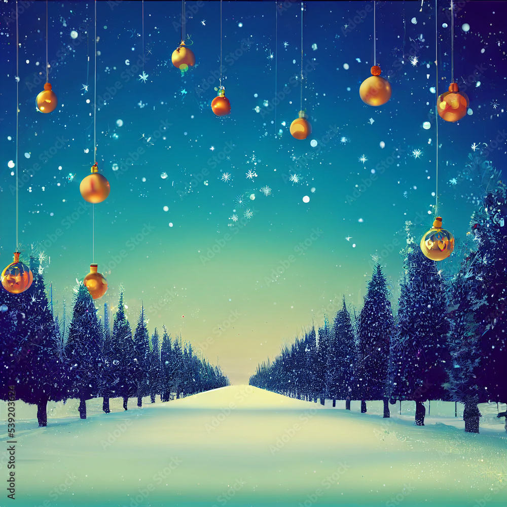 Fototapeta premium landscape with christmas tree