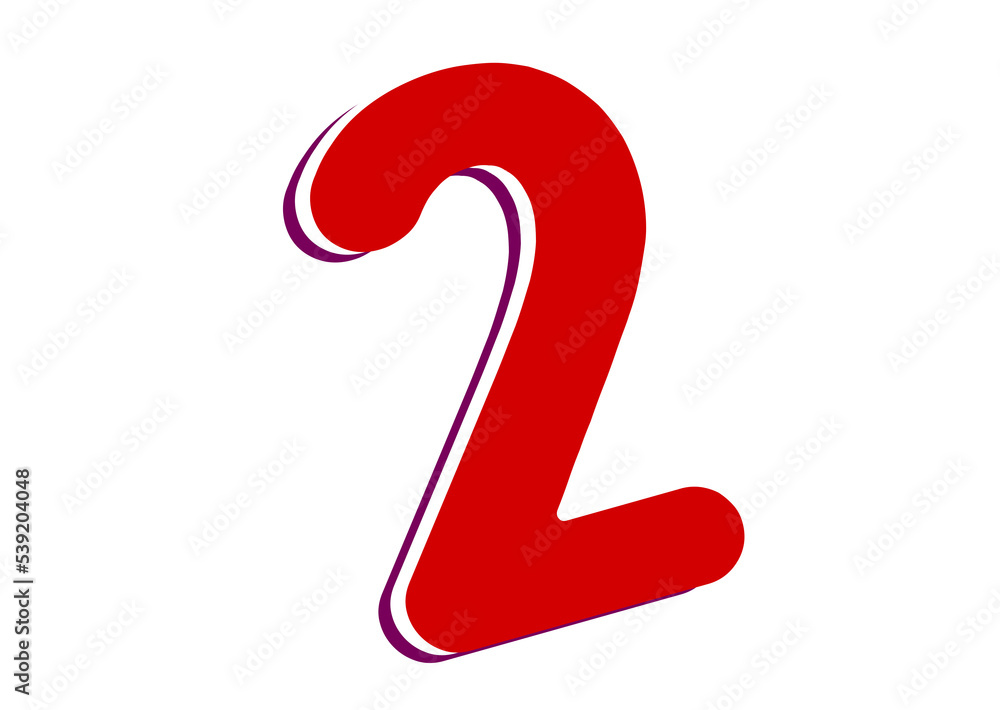 Number 2 or Two on White Background. Isolated Easy to Cut. Number 2 or Two on White Background. Isolated Easy to Cut.