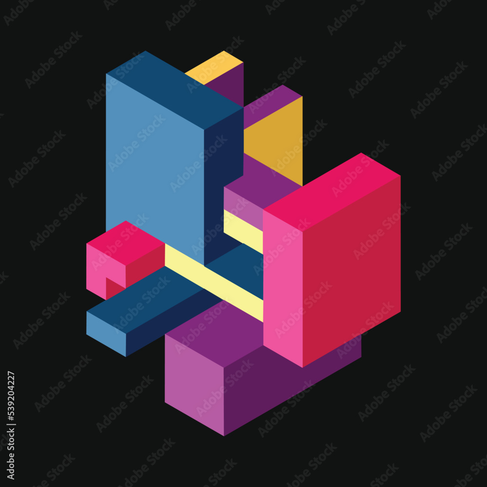 Abstract geometric background. 3d rectangular, cubic shapes and blocks. Abstract geometric background. 3d rectangular, cubic shapes and blocks.