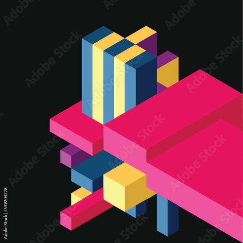 Abstract geometric background. 3d rectangular, cubic shapes and blocks.