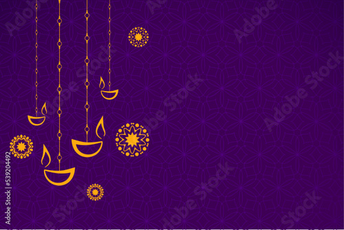 minimal diwali background with hanging diya and text space vector