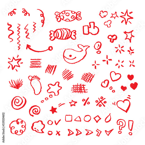 빨간 색연필 손그림 라인 일러스트-01