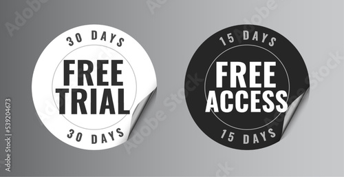free strial sticker labels in black and white color