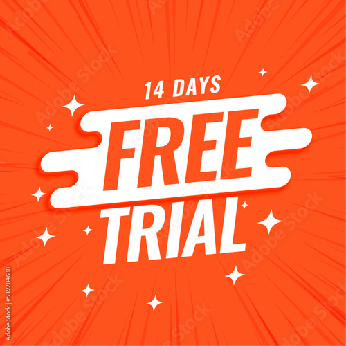 free 14 days trial orange background in modern style