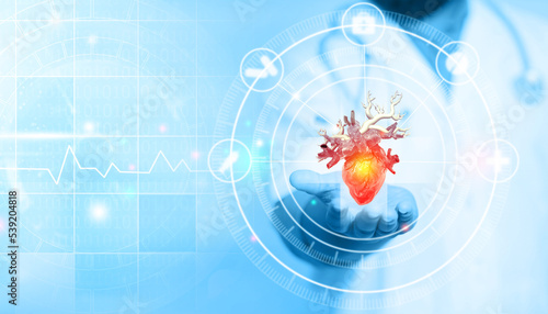 Cuadro en lienzo Doctor touchstone virtual Heart in hand