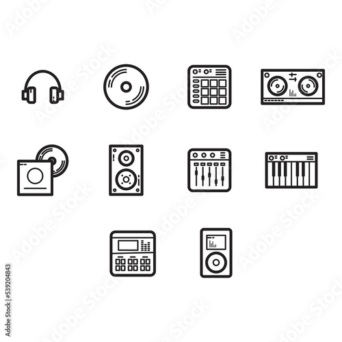 dj disc jockey icon set