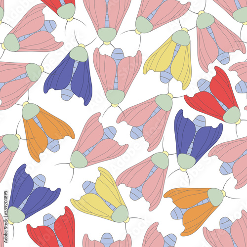 Silkworm Bombyx seamless pattern multicolor and rotated