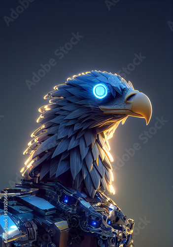 An eagle with a robot-like depiction concept so it looks very cool. photo