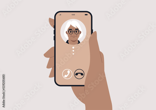 A mobile phone call from Mom or granny, family relations
