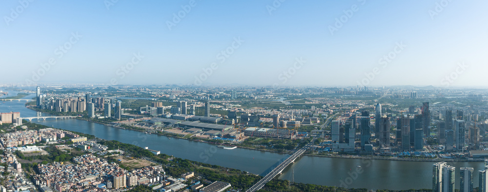 Panoramic aerial view of Guangzhou, China Panoramic aerial view of Guangzhou, China