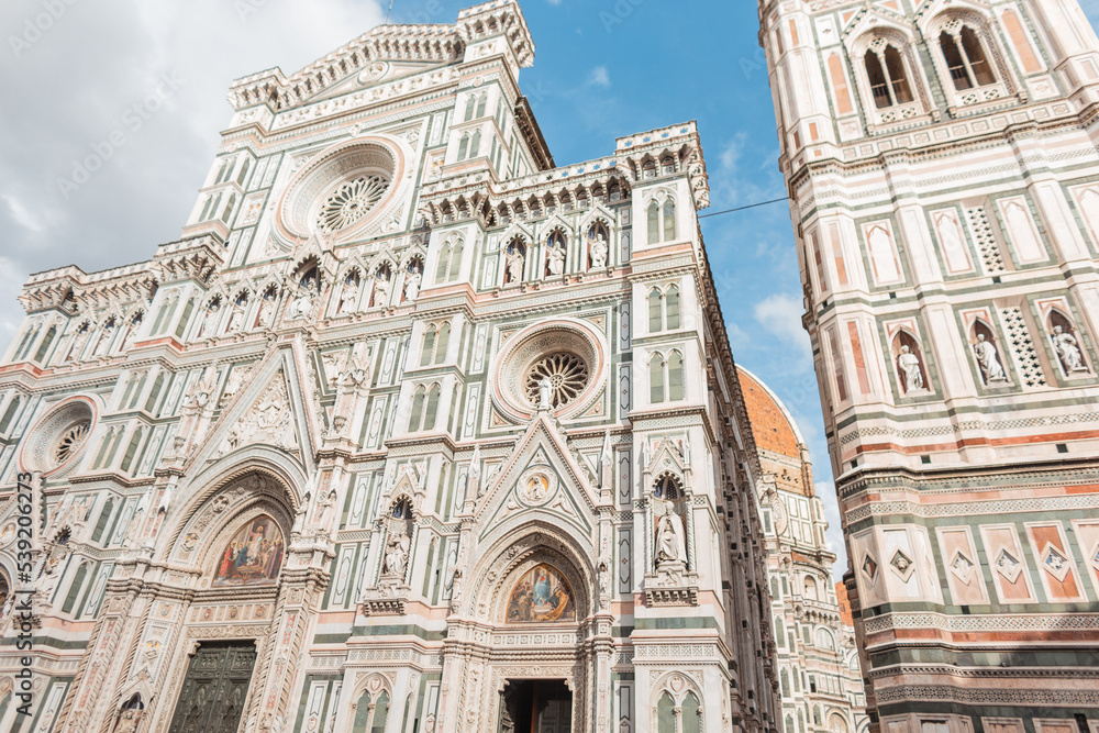 Beautiful vintage Gothic cathedral architecture in the ancient European town of Florence, Italy