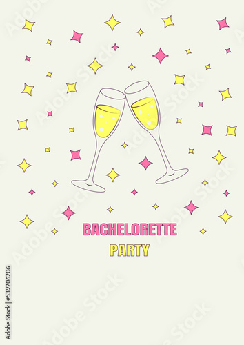 Bridal shower invitation card in retro groovy style Vintage bachelorette party invite Template for your design