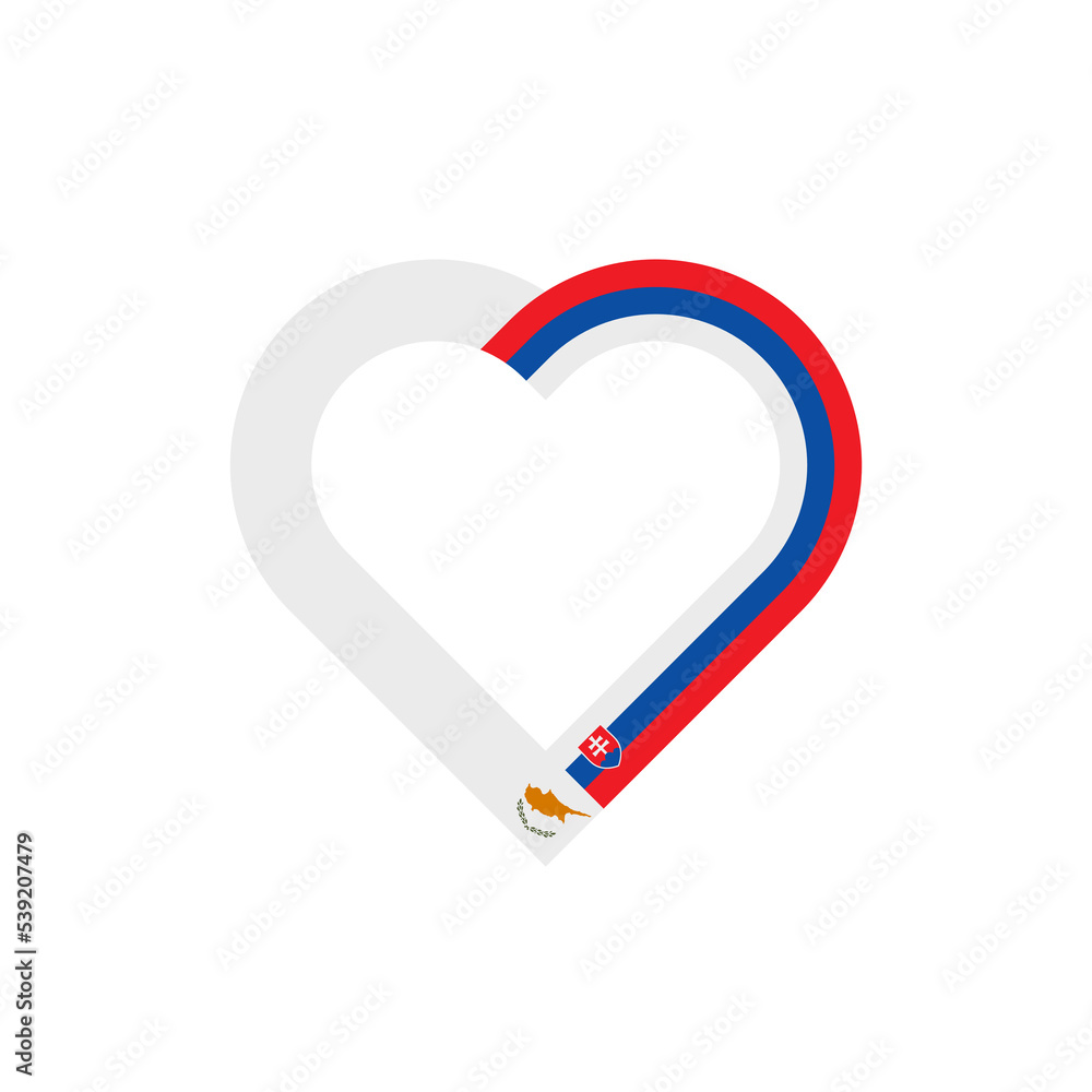 friendship concept. heart ribbon icon of cypriot and slovakian flags. vector illustration isolated on white background friendship concept. heart ribbon icon of cypriot and slovakian flags. vector illustration isolated on white background