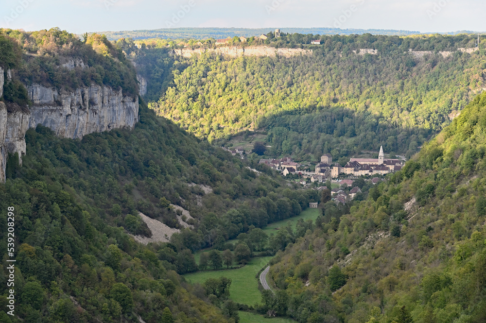 Panoramic view of a deep valley in eastern France
