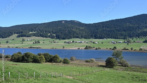 Summer view on a lake in the french mountain of Jura