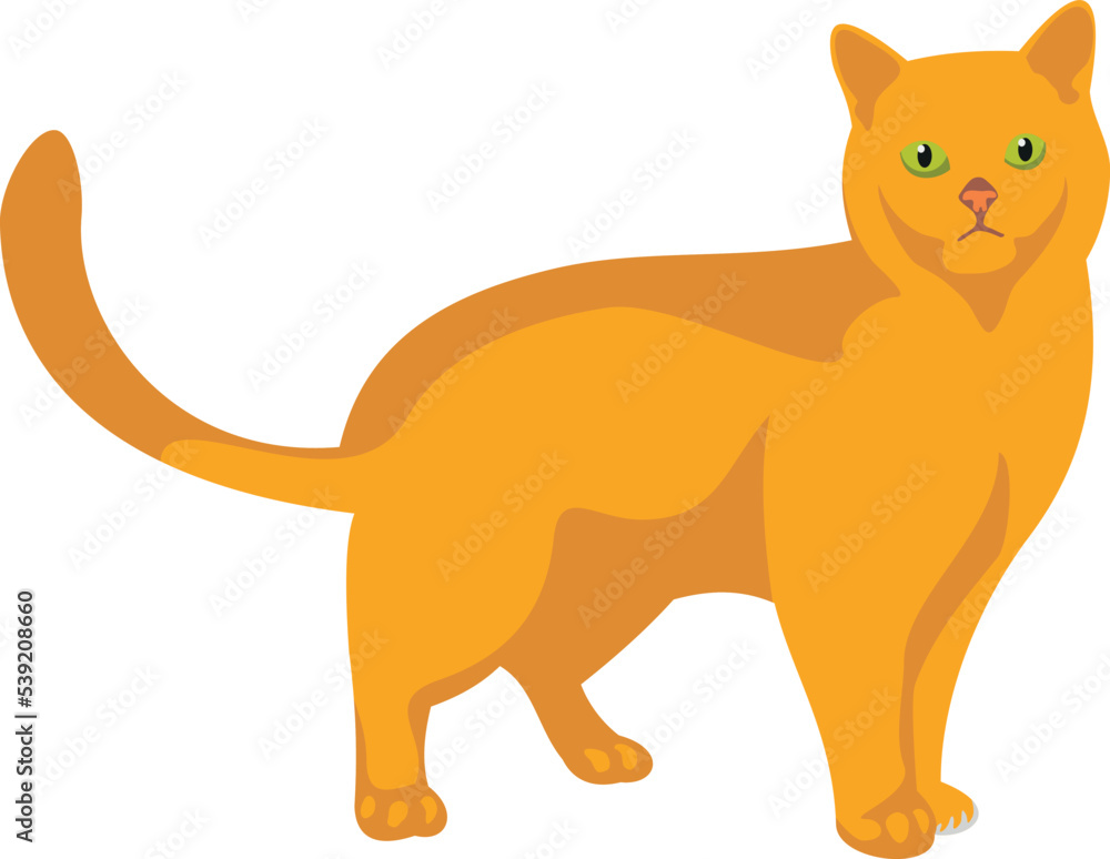 Cute ginger cat. Sad walking kitten icon