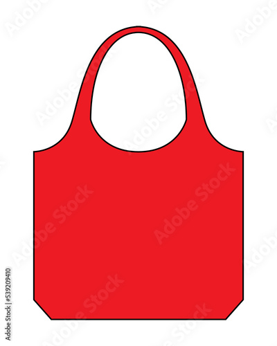 Blank Red Foldable Shopping Bag Template On White Background, Vector File.