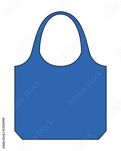 Blank Blue Foldable Shopping Bag Template On White Background, Vector File.