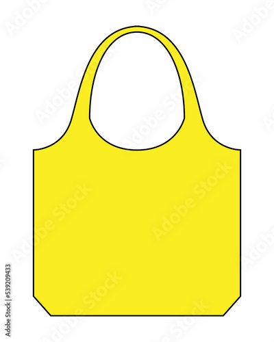 Blank Yellow Foldable Shopping Bag Template On White Background, Vector File.