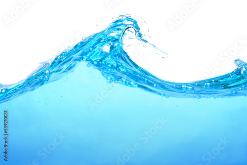 The surface of the water. White background. Close-up view.