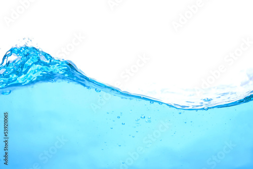 The surface of the water. White background. Close-up view.