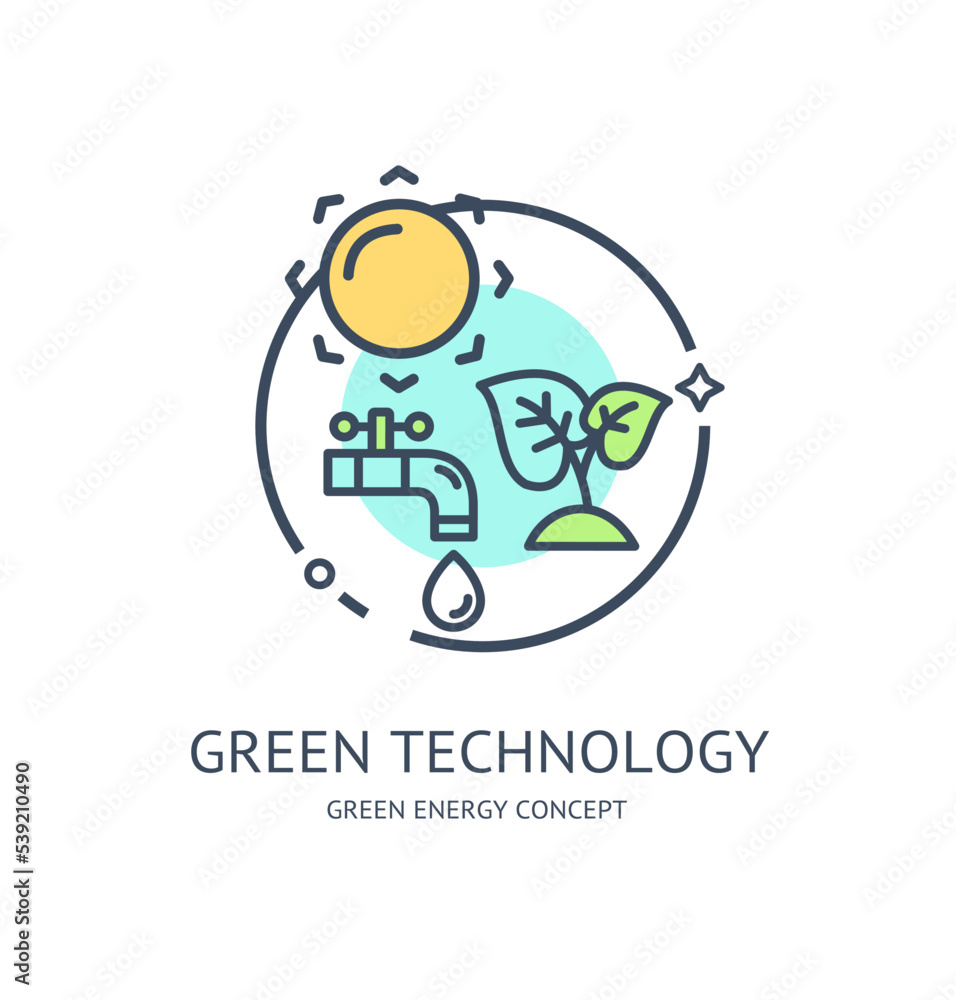 Green Energy Thin Line Icon Concept. Vector Green Energy Thin Line Icon Concept. Vector