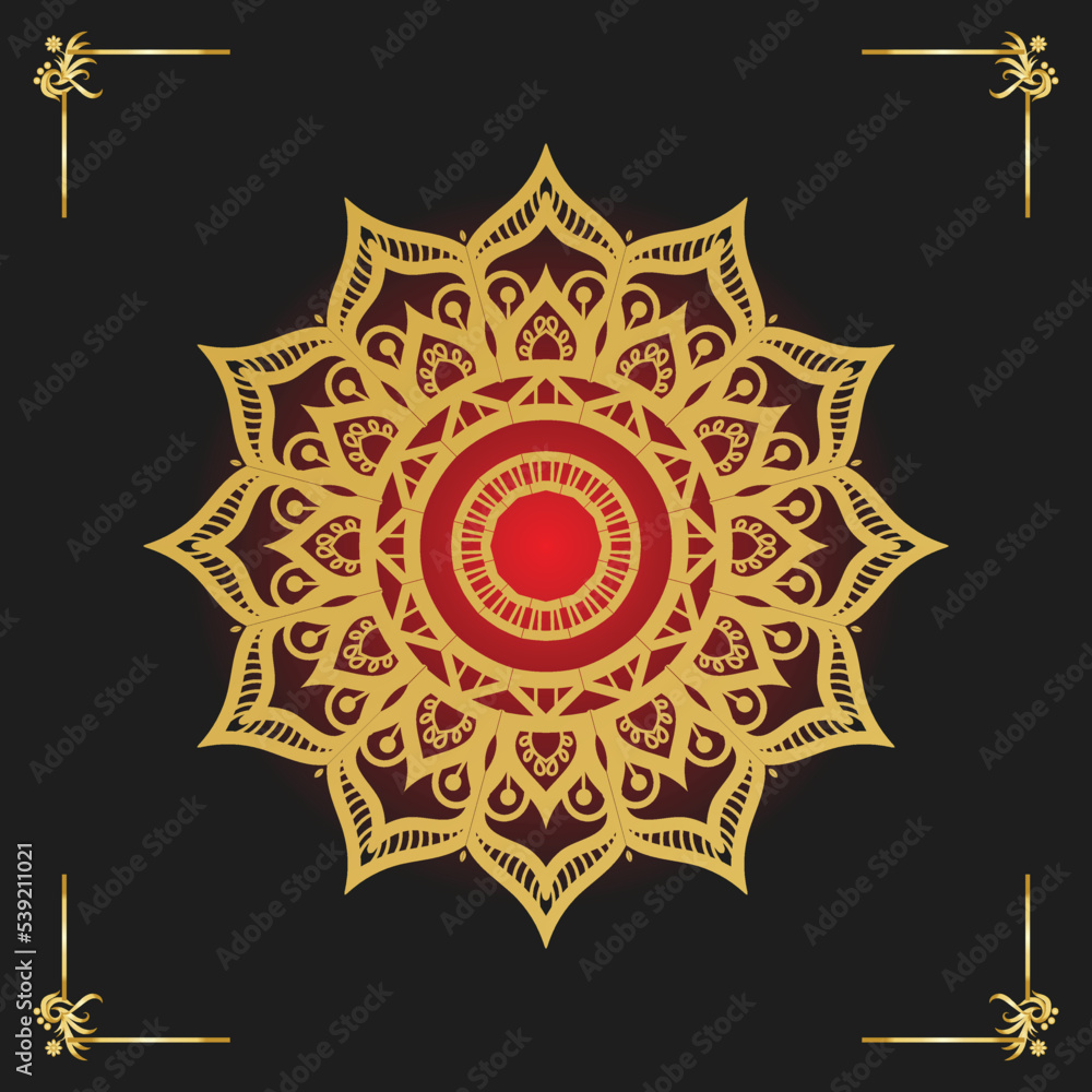 golden cross on a gold background Mandala