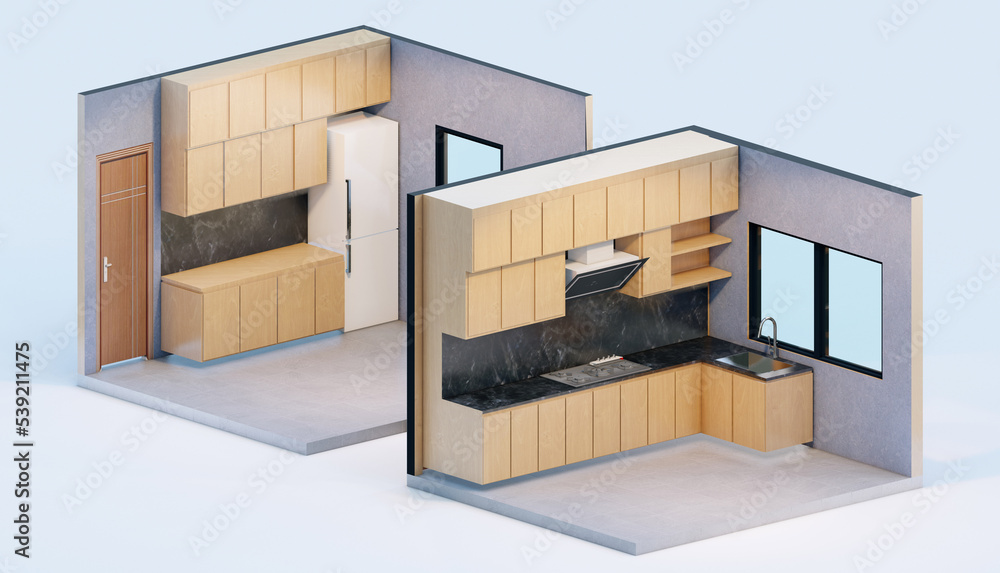 Kitchen orthographic cross section Kitchen orthographic cross section