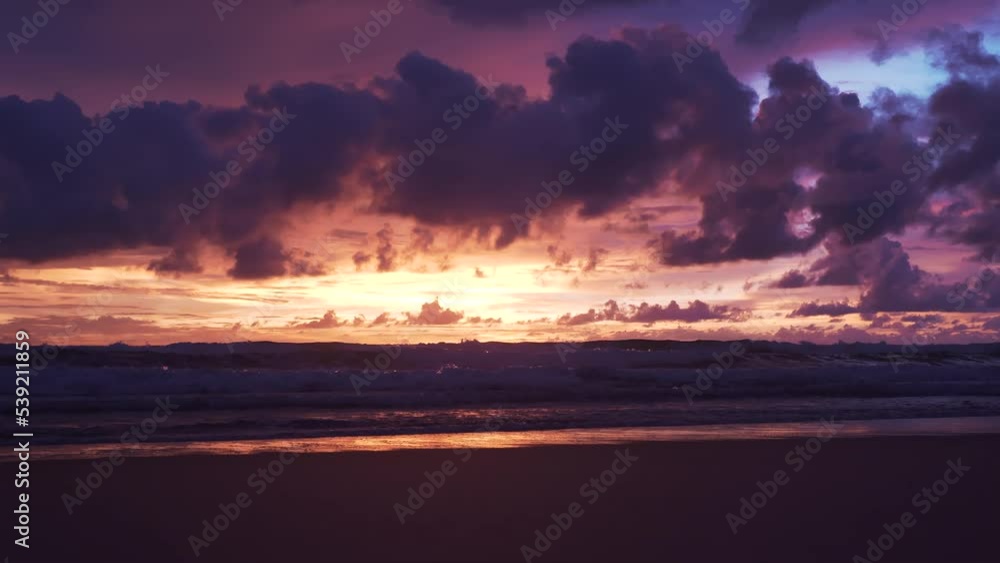 sunset on the beach. purple color violet sky clouds. sunset on the beach. purple color violet sky clouds.