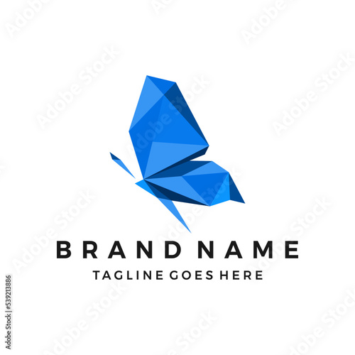 Photography butterfly low poly geometric polygonal triangle logo design template