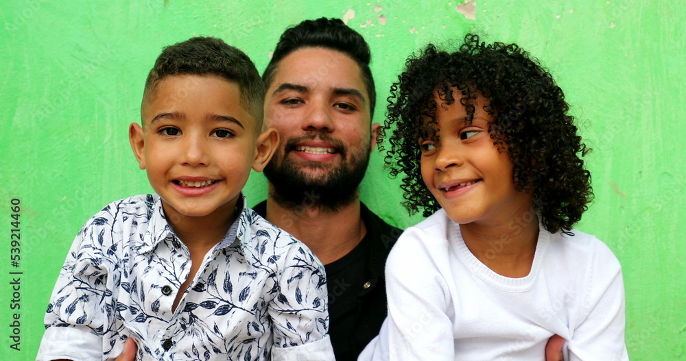 Happy hispanic people. south american latin father and children Happy hispanic people. south american latin father and children