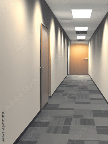 empty room with a door