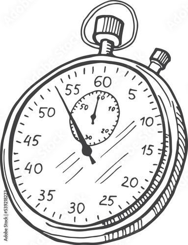 Stopwatch sketch. Sport clock icon. Deadline time symbol