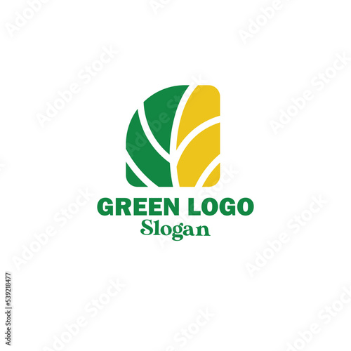 green leaf logo and greening eco agriculture