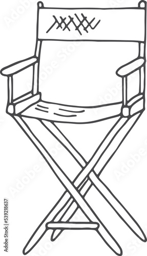 Cinema director chair sketch. Film seat icon