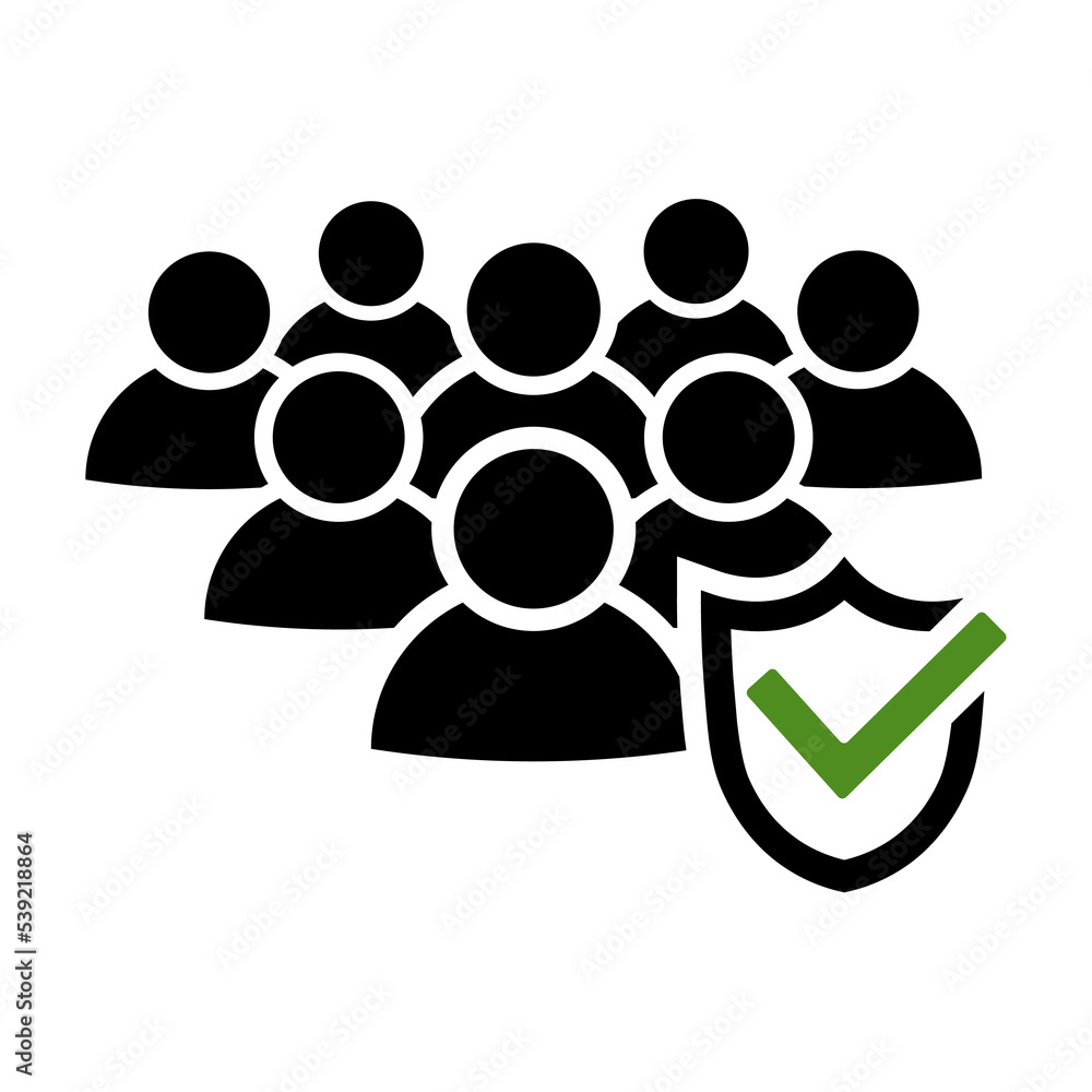 People and shield security symbols. Protection icon set in flat. User profile security sign. User with shield symbol. Mark approved icon. Guard shield icon with tick Vector illustration for graphic People and shield security symbols. Protection icon set in flat. User profile security sign. User with shield symbol. Mark approved icon. Guard shield icon with tick Vector illustration for graphic