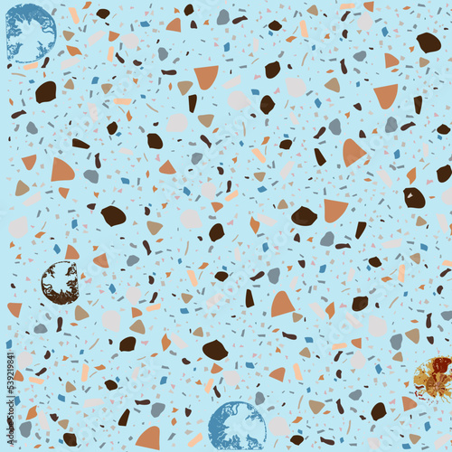 Soft sky blue terrazzo pattern for web and print design.