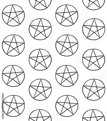Vector seamless pattern of hand drawn doodle sketch pentagram isolated on white background