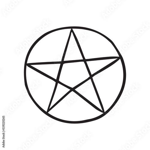 Vector hand drawn doodle sketch pentagram isolated on white background