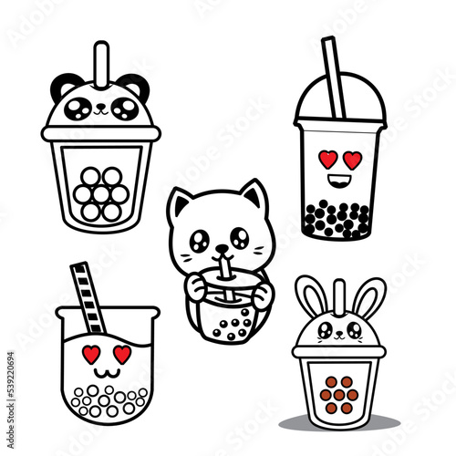 CUTE BOBA TEA SKETCH COLLECTION For your Project